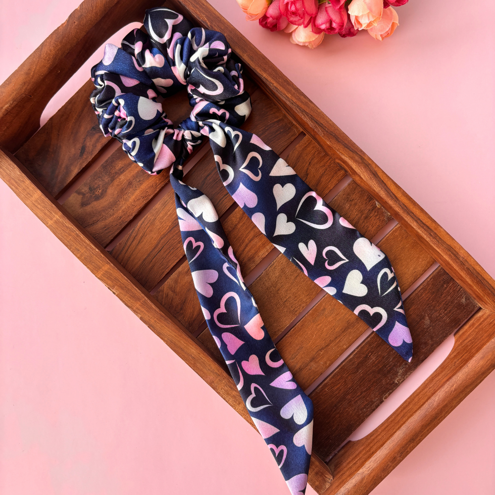Heart Printed Tail Scrunchies