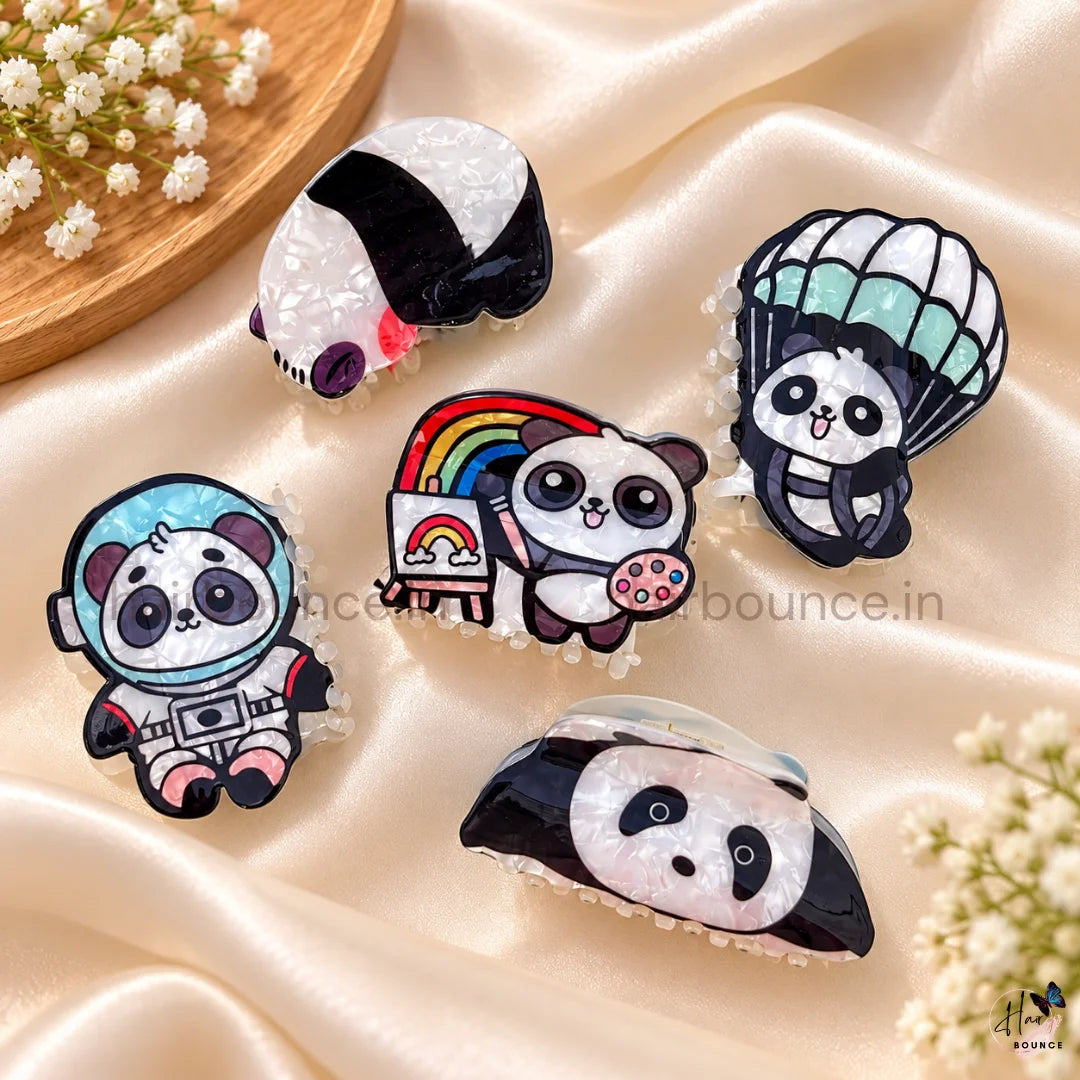 Playful Panda Adventures Hair Claw Clips – Pack of 5 | Large