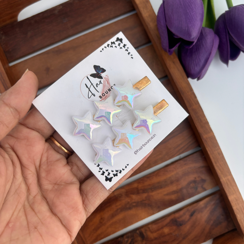 White Shine Alligator Clips