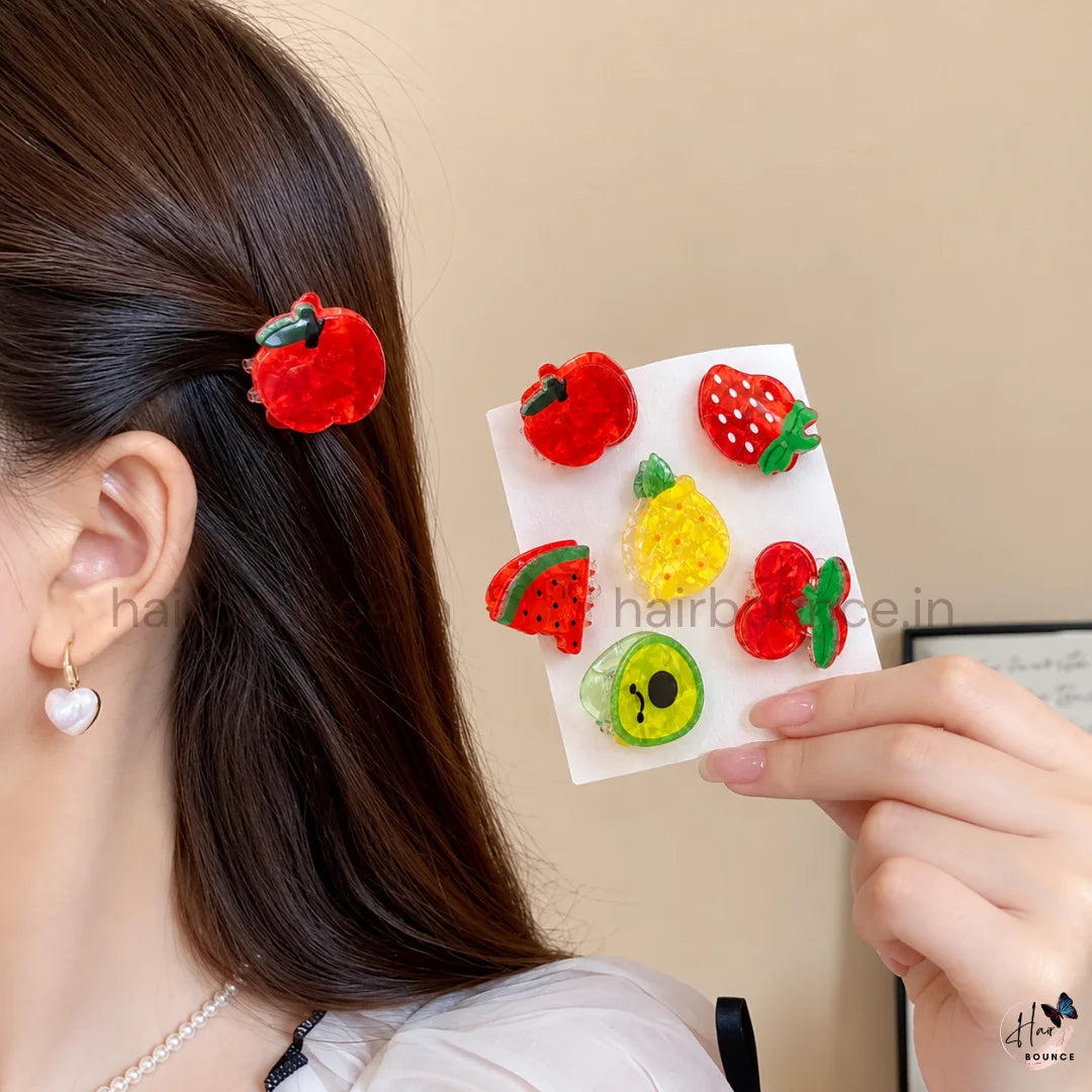 Colourful Fruit Mini Hair Claw Clips for Girls – Pack of 6