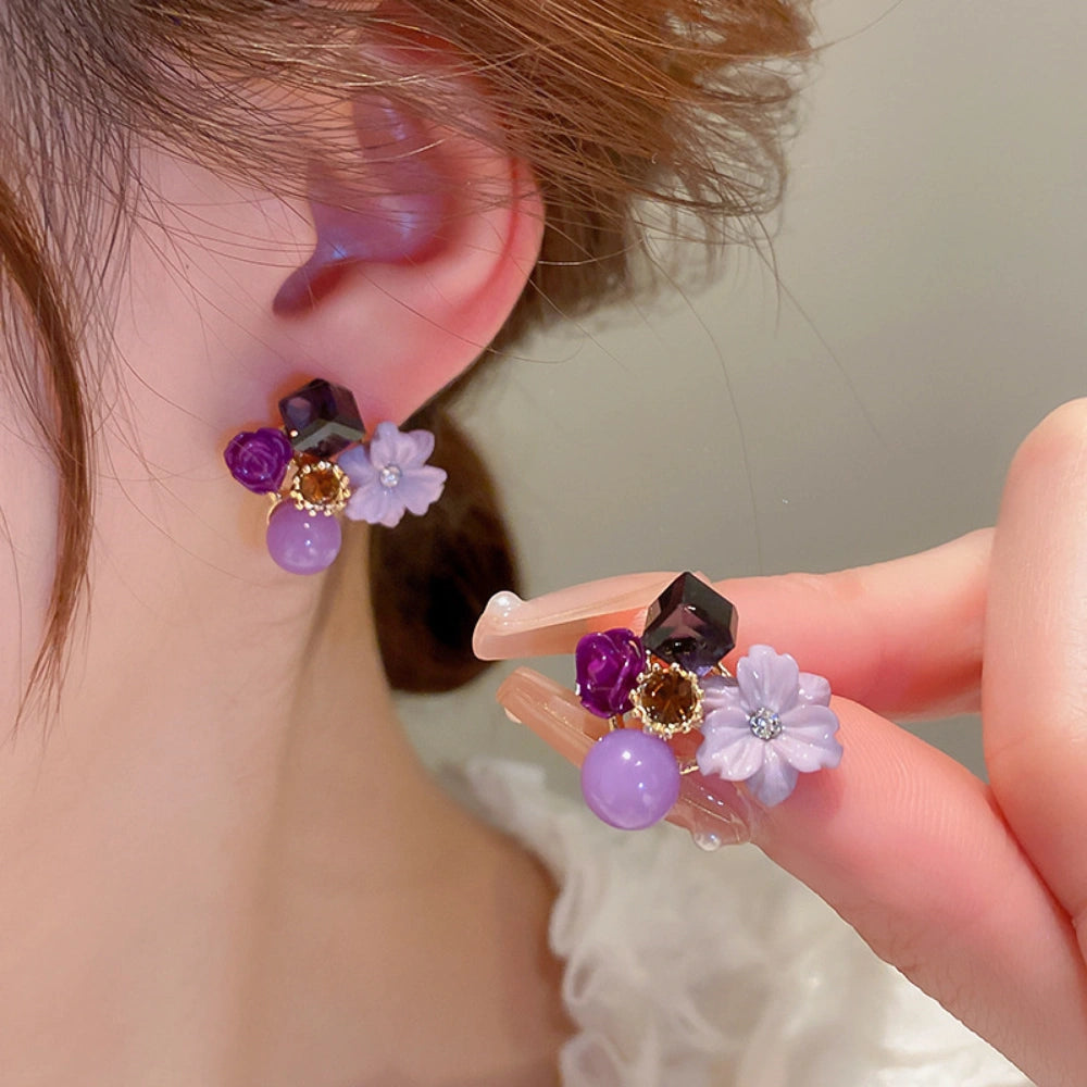 Purple Flower Earrings