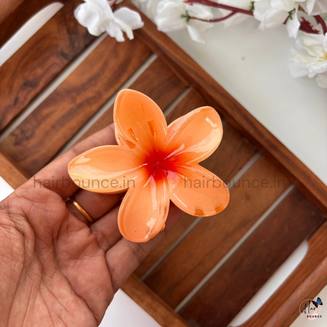 Glossy Floral Hair Claw – Large