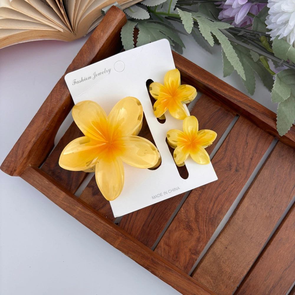 Lilly Shinny Flower Set of 3 Hair Claw