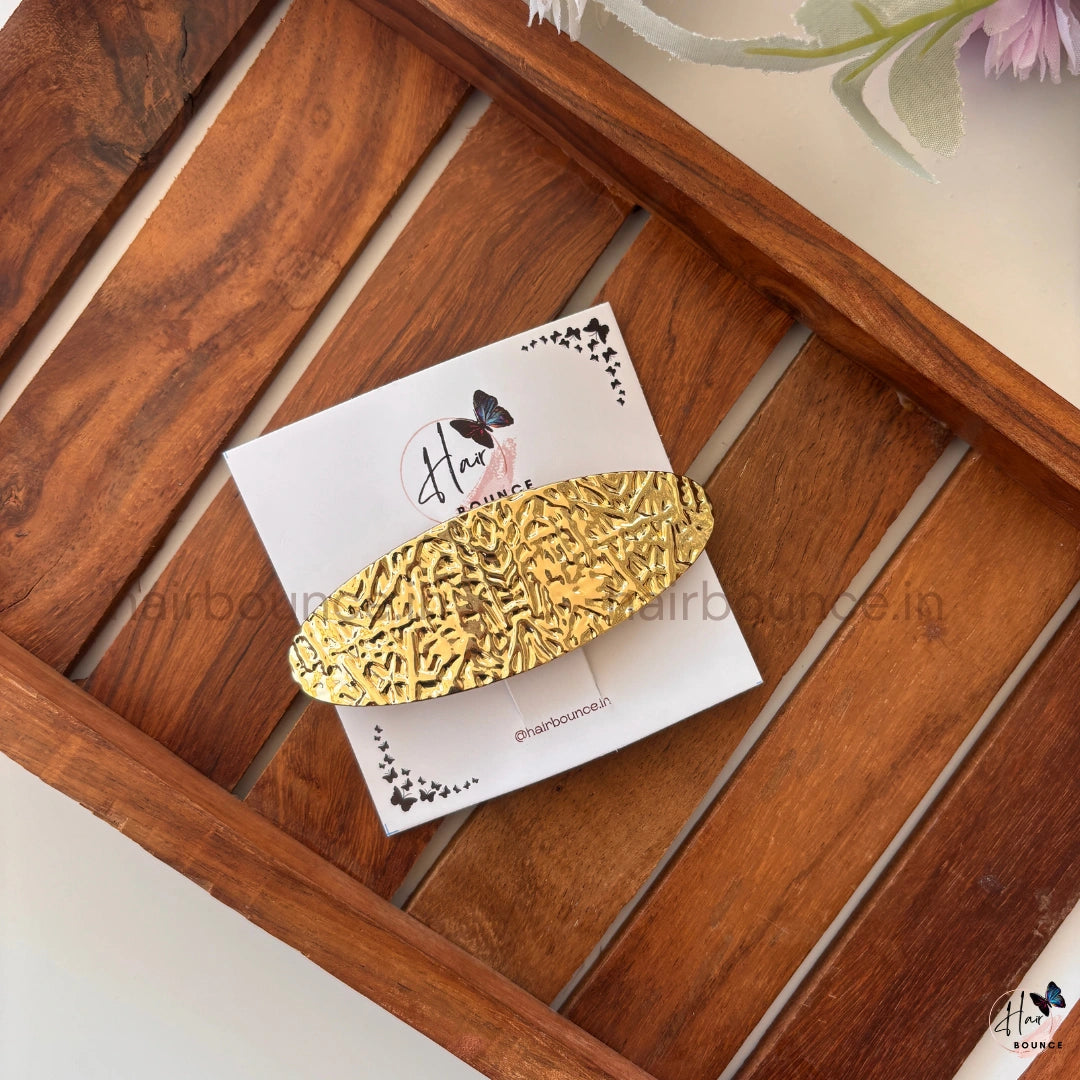Imperial Embossed Metallic Oval Barrette – Royal Texture Collection