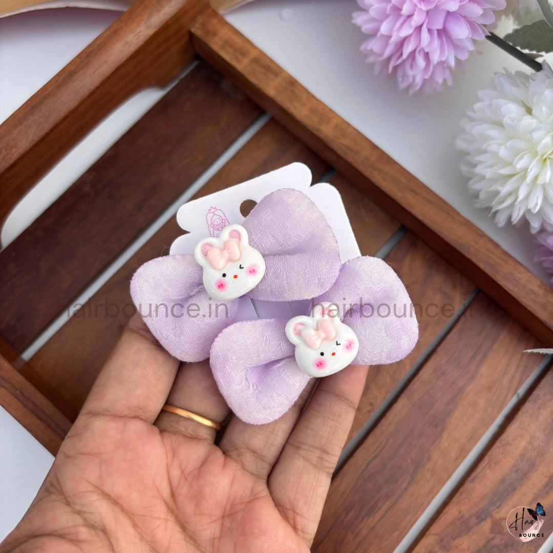 Cute Bunny Bow Alligator Clips for Girls – Soft Mesh Hair Accessories | Pack of 2