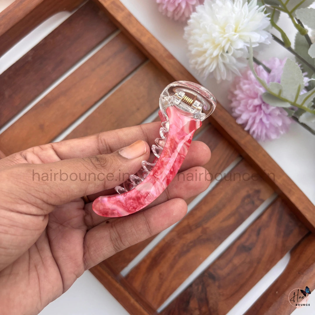 Premium Marble Curved Banana Hair Clip – Medium