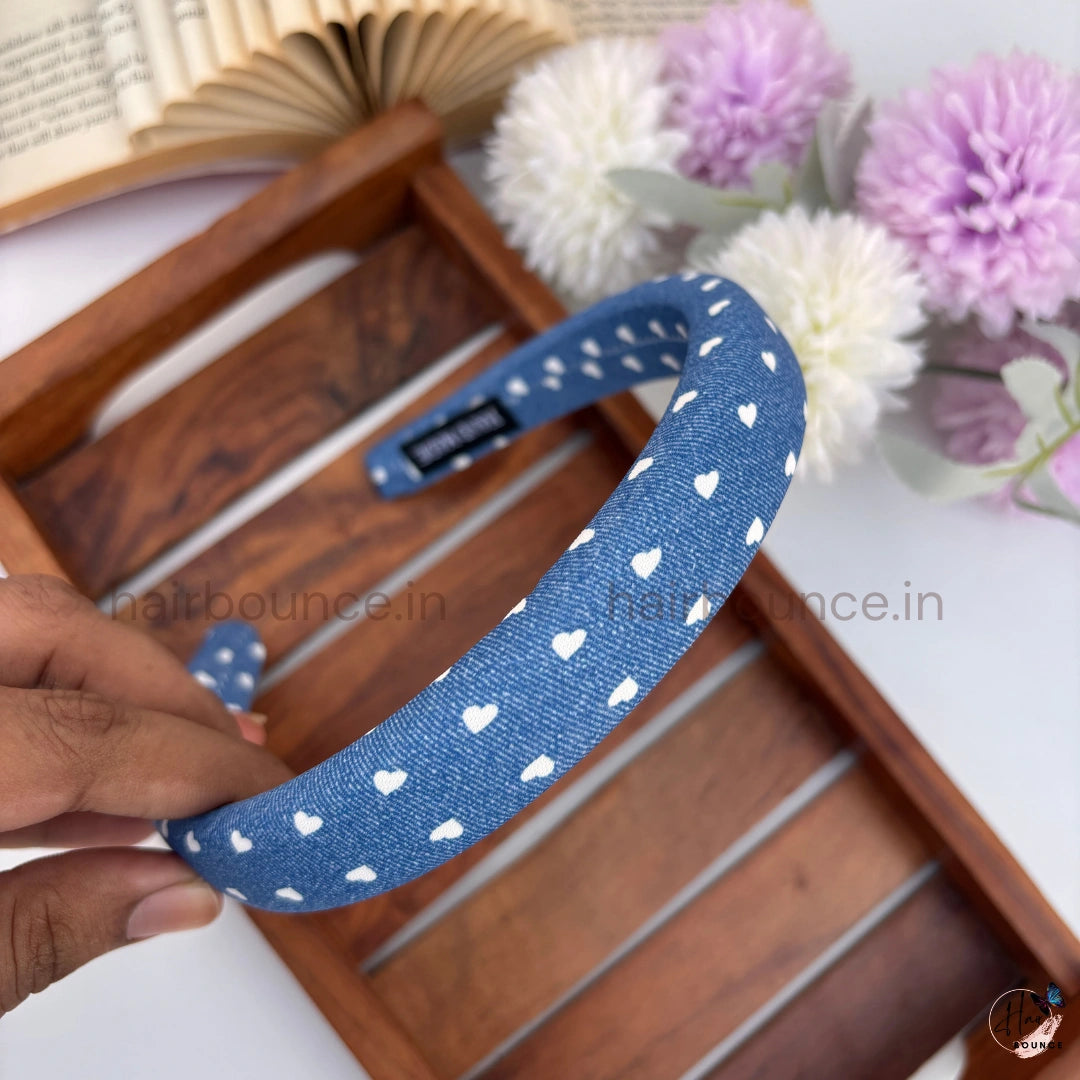 Sweetheart Denim Padded Headband for Women & Girls