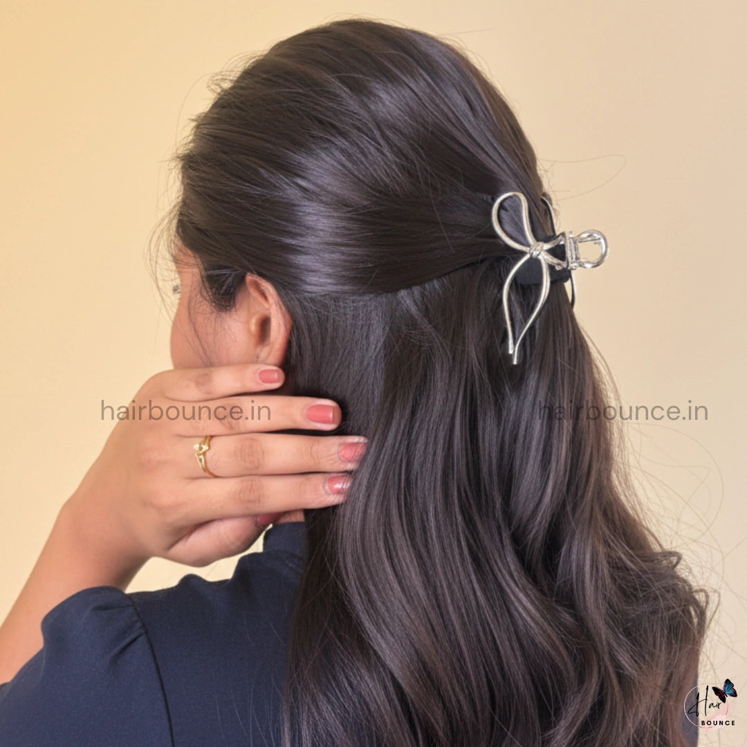 ShinyCurve Bow Metal Hair Claw - Medium
