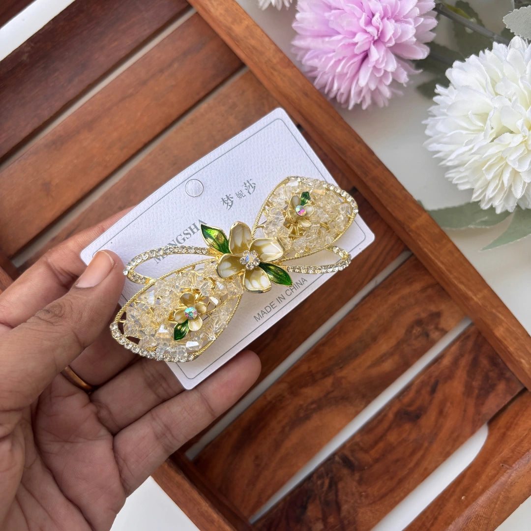 Crystal Petal Floral Hair Barrette