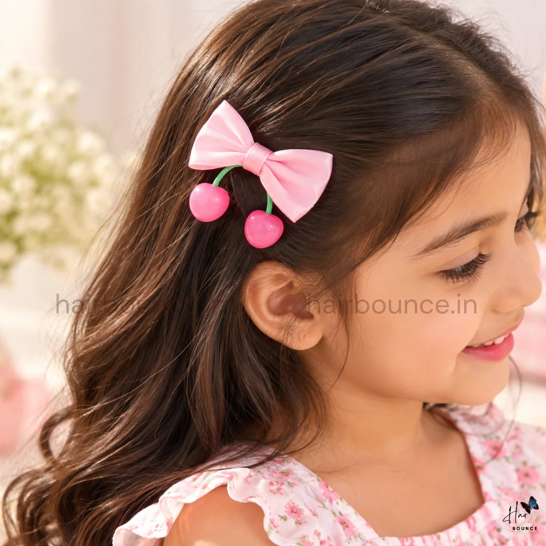 Cherry Kiss Bow Hair Clips – Pack of 5