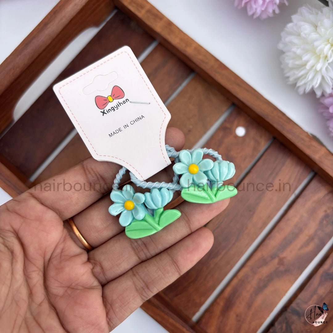 Bloom Garden Floral Hair Ties for Girls – Pack of 2