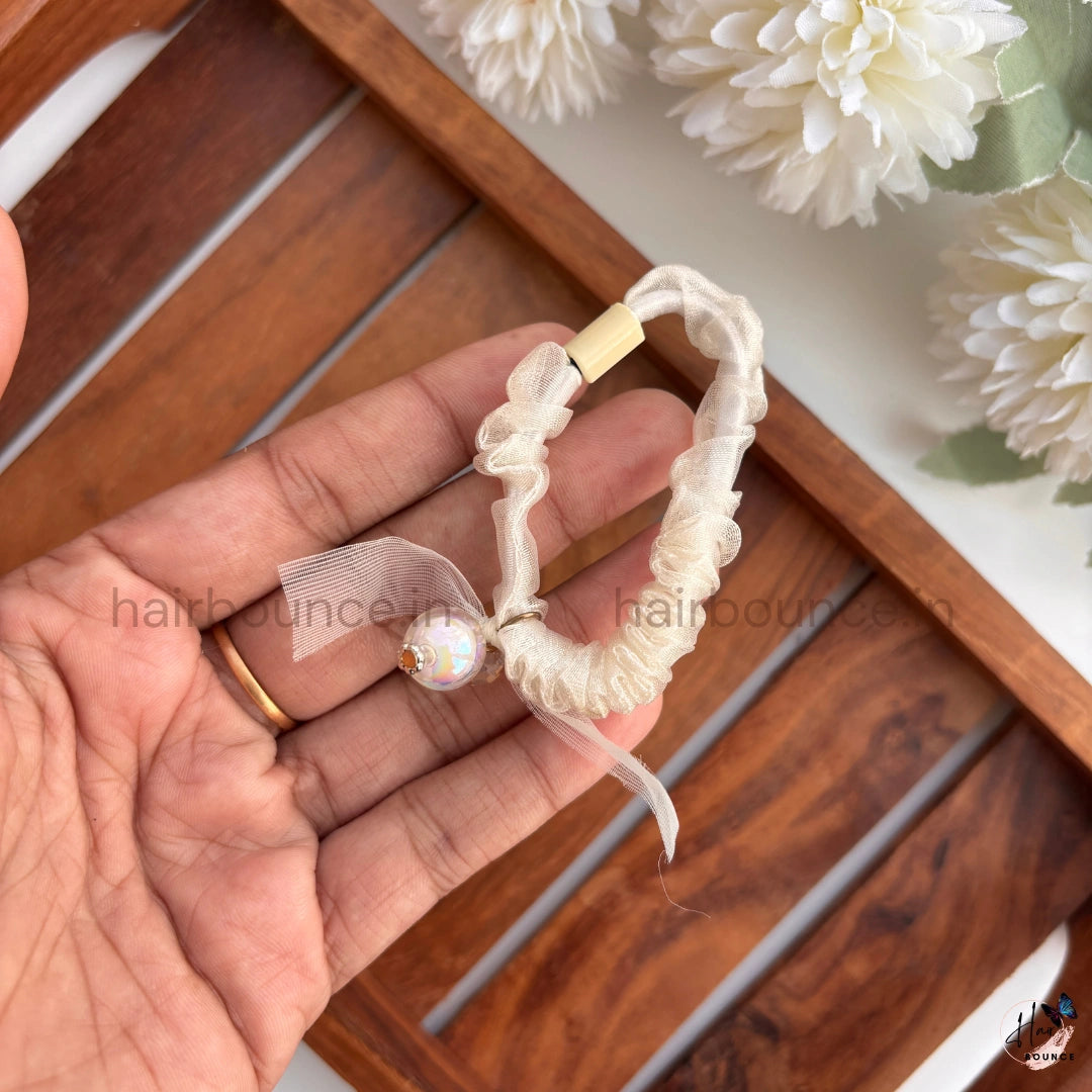 Elegant Pearl Ribbon Hair Tie