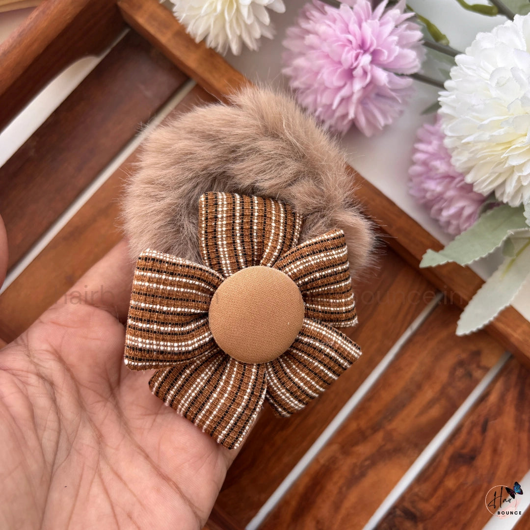 Cozy Bloom Fur Scrunchie | Soft Plush Floral Hair Scrunchie for Women & Girls