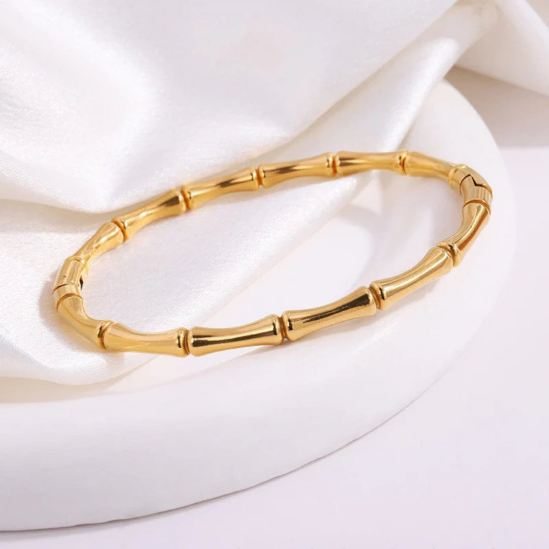Golden Bamboo Textured Bracelet