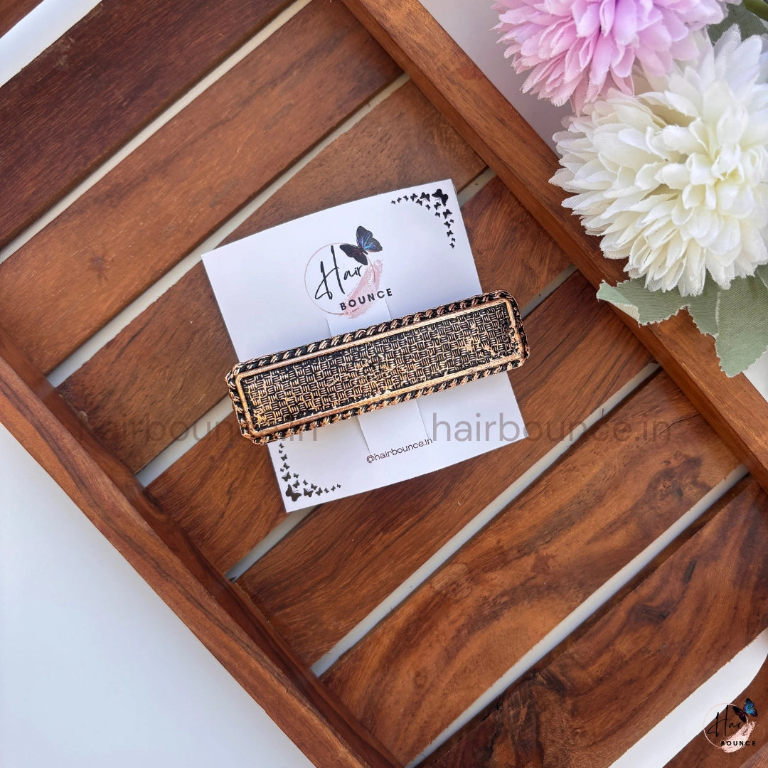 Antique Luxe Textured Rectangle Hair Barrette