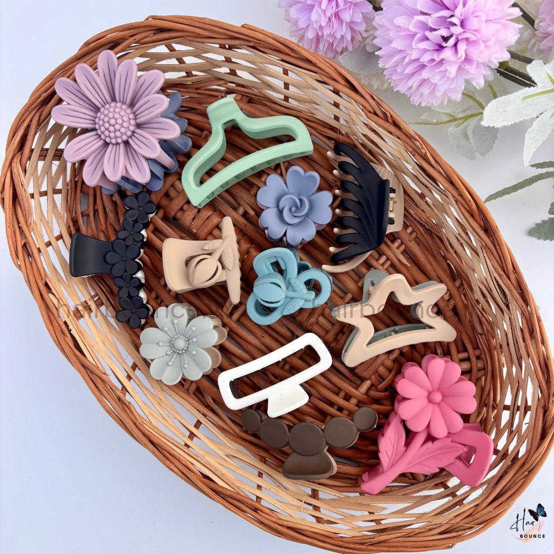 Everyday Charm Hair Claw Collection – Pack of 12 Assorted and Repeated Colours