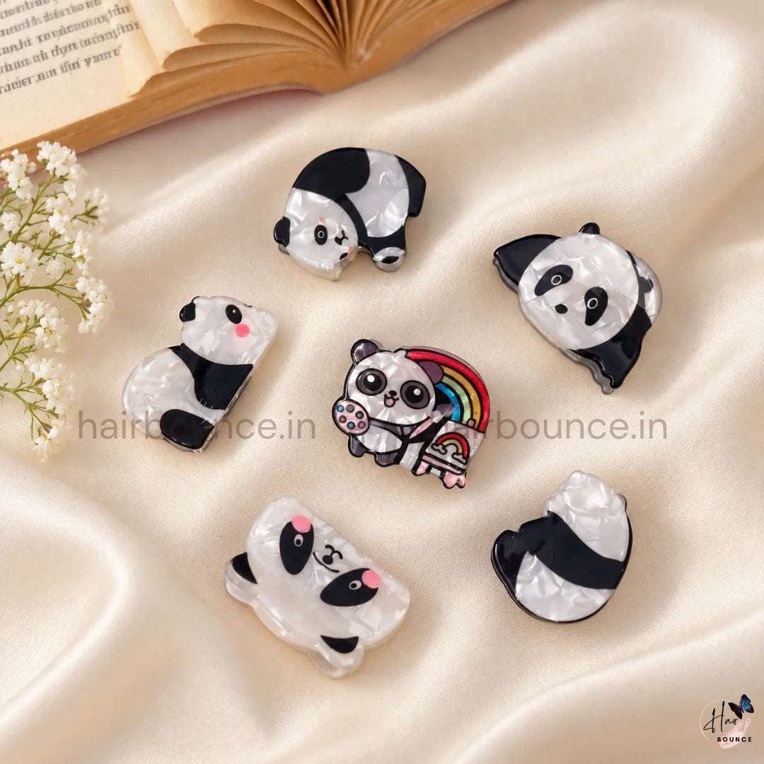 Mini Panda Playtime Hair Claw Clips – Pack of 6