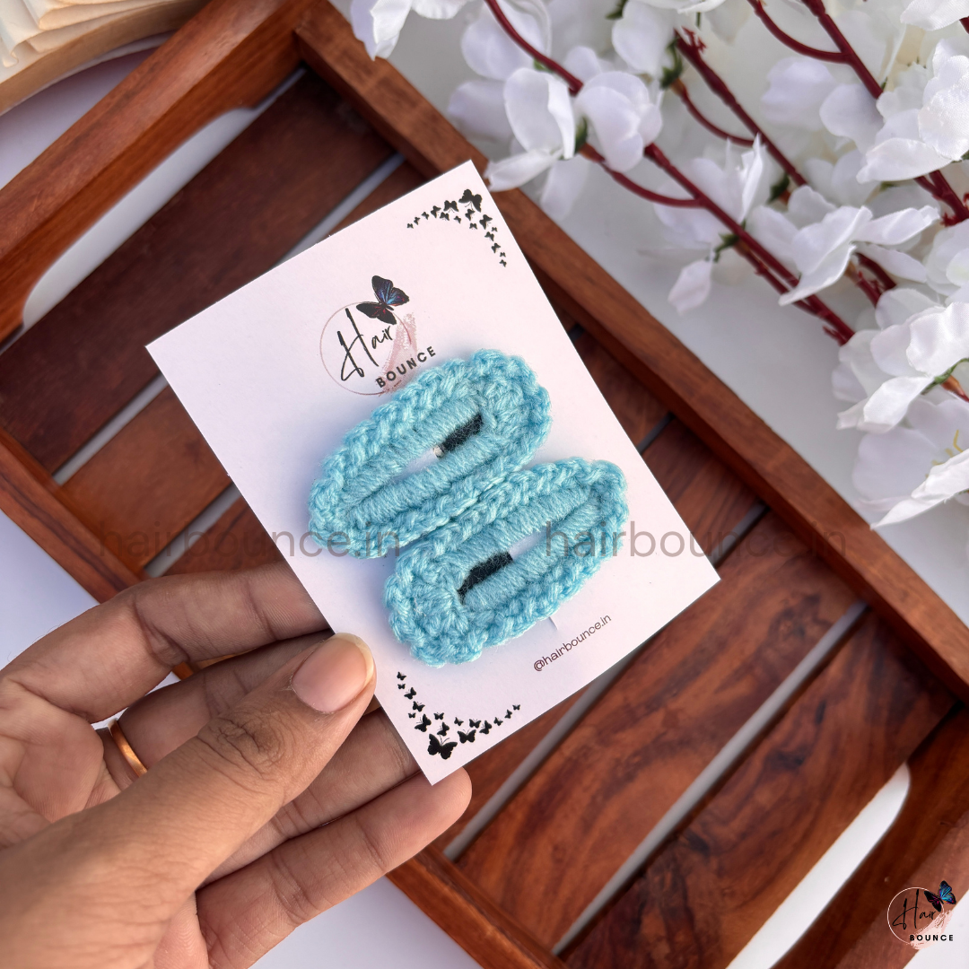 Plain Handmade Crochet Tic Tac Hair Clips – Pack of 2