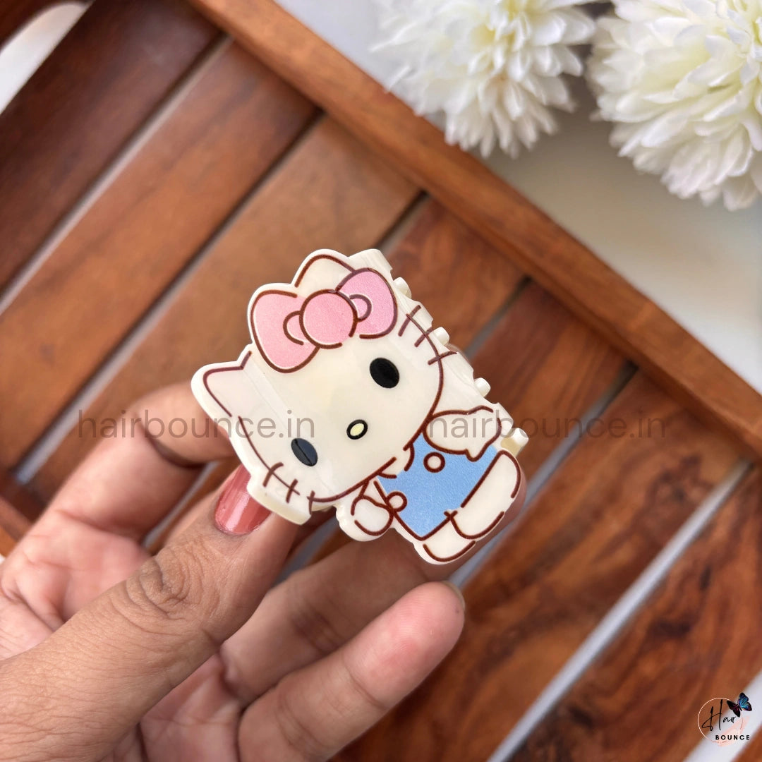 Cute Kitty With Bow Cartoon Hair Claw – Medium