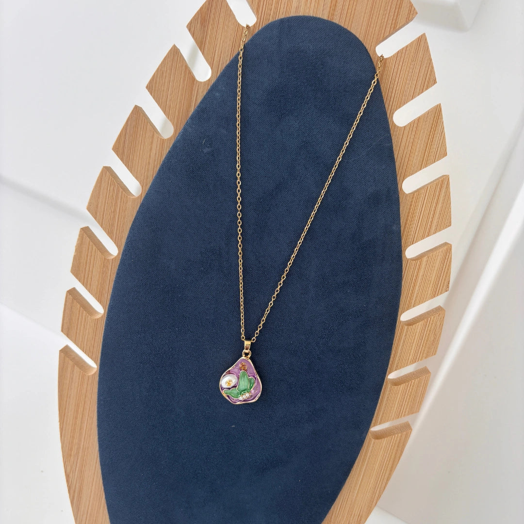 Orchid Cactus Pendant Necklace