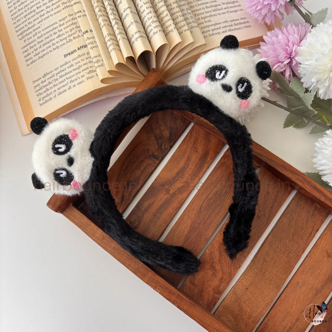 Cute Panda Plush Headband – Soft Furry Hair Band
