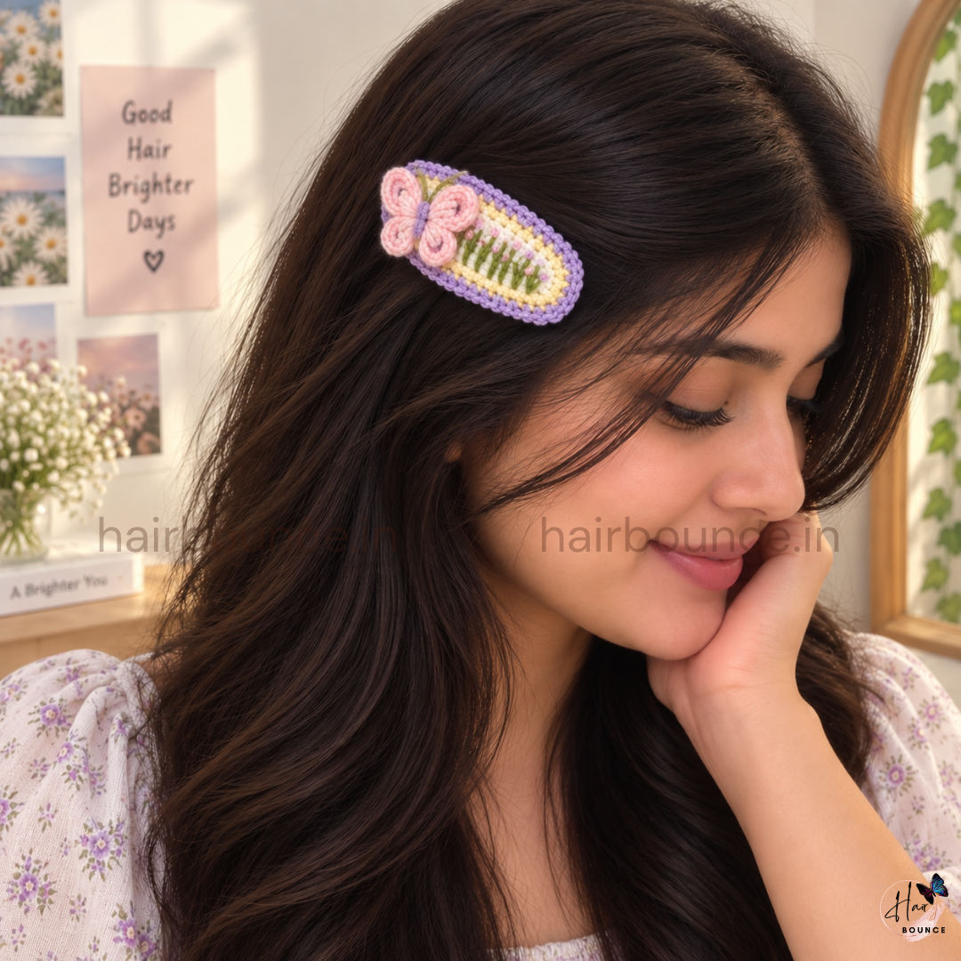 Lavender Premium Handmade Crochet Floral & Garden Hair Clips – Pack of 5