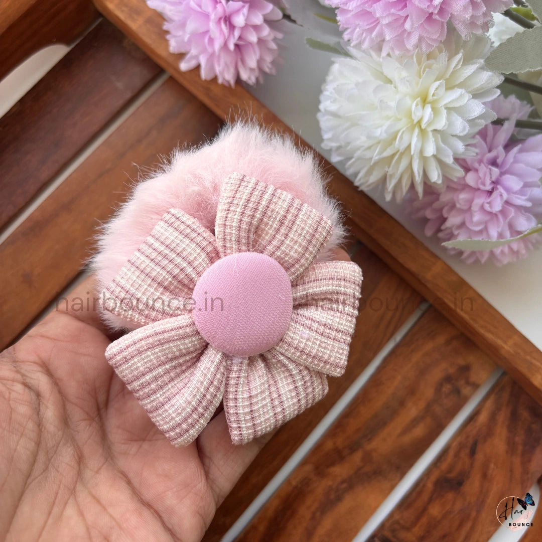 Cozy Bloom Fur Scrunchie | Soft Plush Floral Hair Scrunchie for Women & Girls
