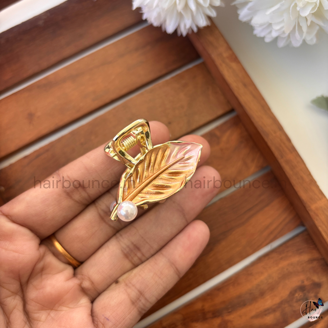 Metallic Leaf Hair Claw - Medium