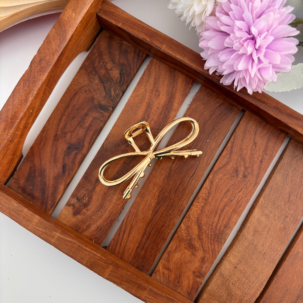 Ribbon Bow Hair Claw - Medium