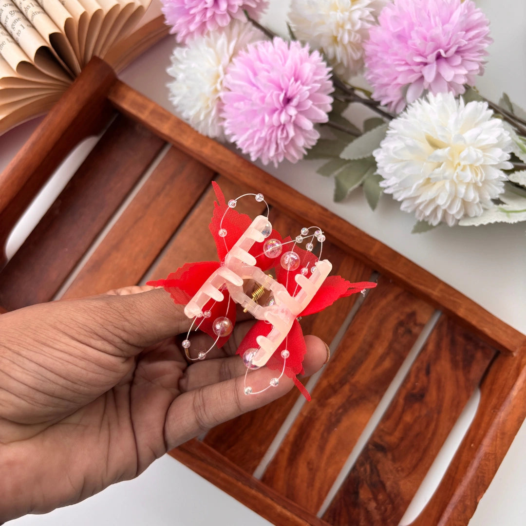 Elegant Butterfly Bead Hair Claw - Small