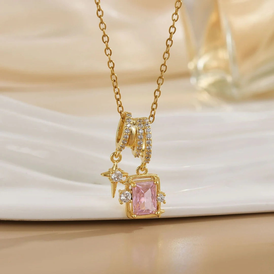 Aurora Pink Charm Necklace