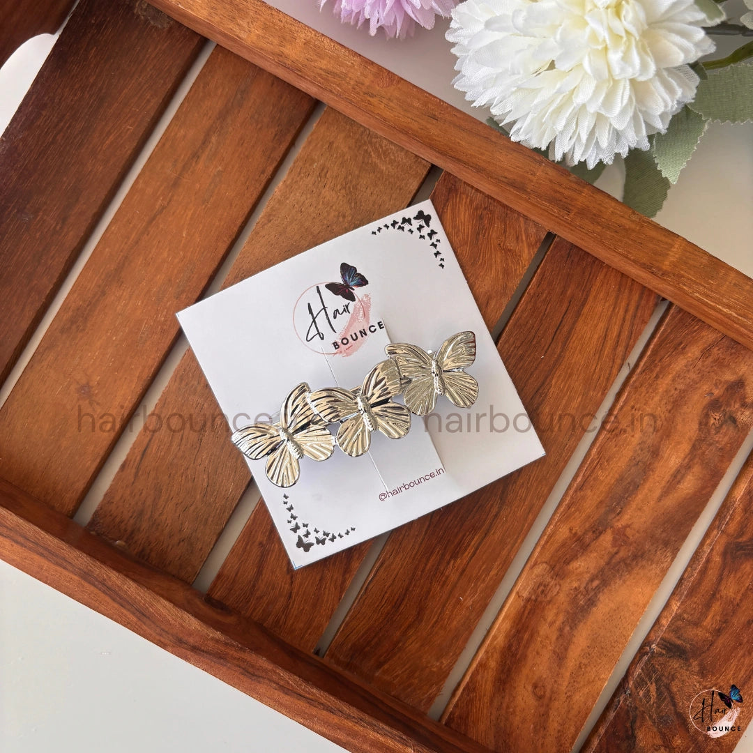 Monarch Glow Metallic Butterfly Barrette – Luxe Flutter Collection