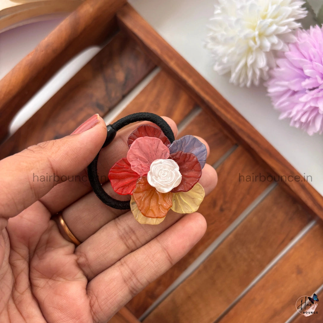 Autumn Bloom Multicolour Floral Hair Tie - Assorted Colours