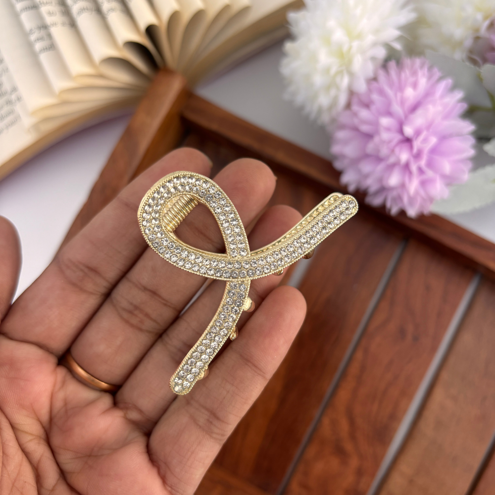 Stone Filled Loop Hair Claw - Medium