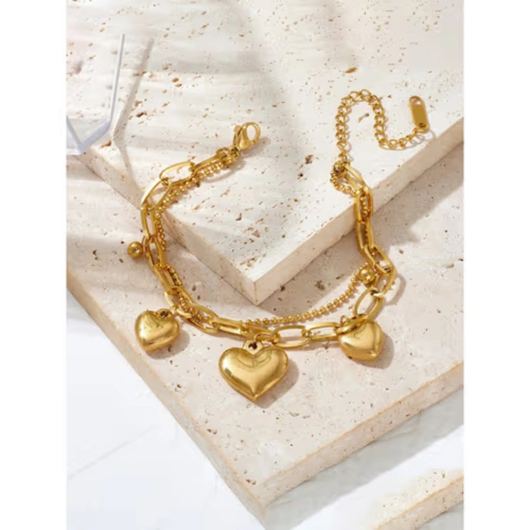 Golden Heart Charm Bracelet