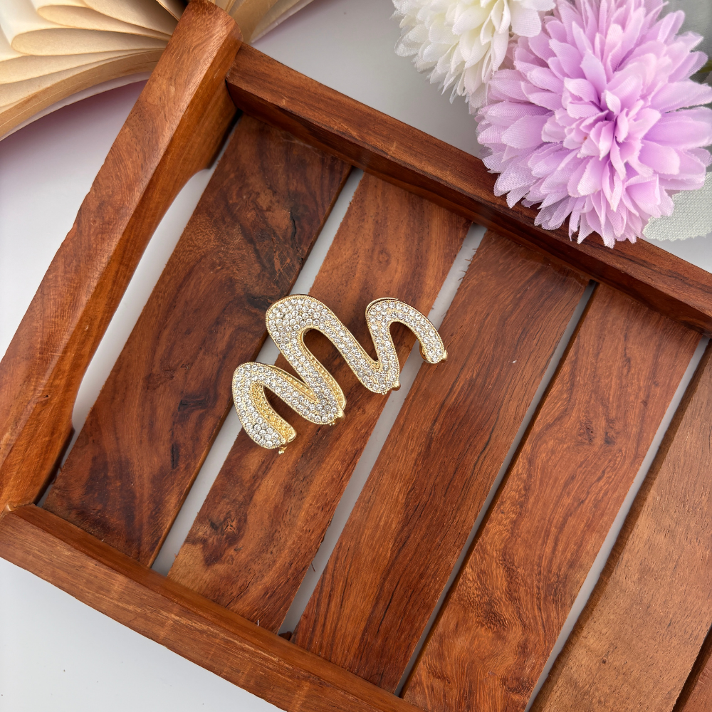 Stone Filled Zig Zag Hair Claw - Medium