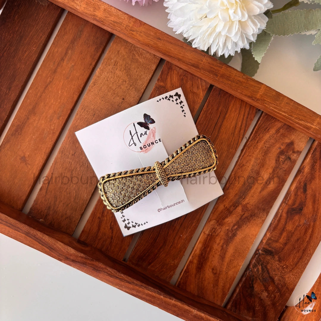 Vintage Regal Weave Bow Barrette – Antique Luxe Collection