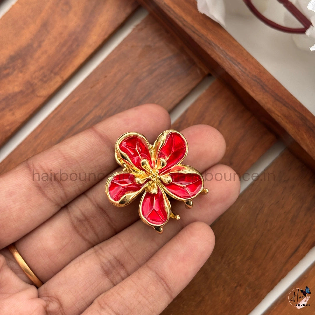 Floral Bloom Metal Hair Claw Clip- Small