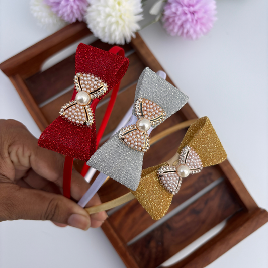 Glitter Bow Pearl Headband