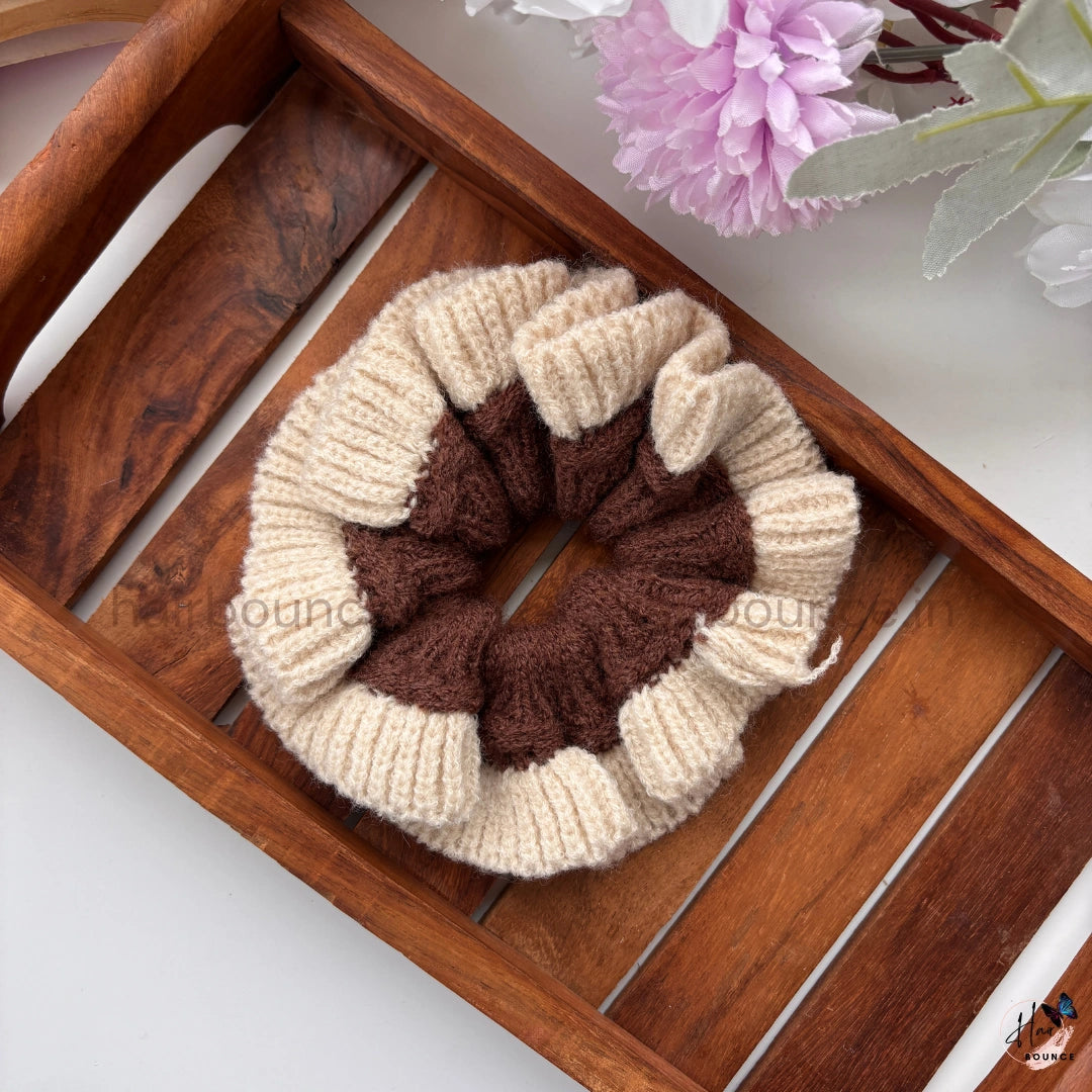 Cozy Duo Knit Winter Scrunchie