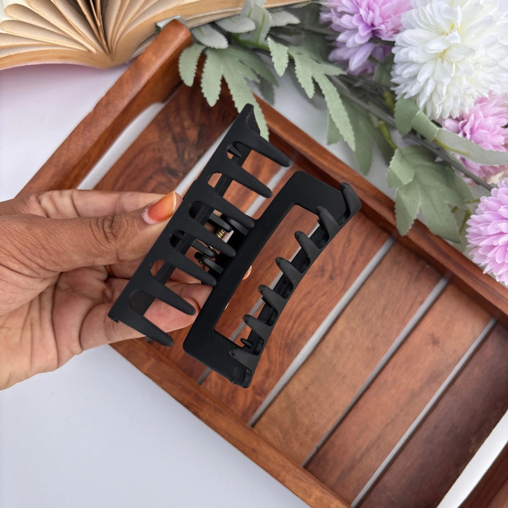 Black Rectangle Hair Claw - Large