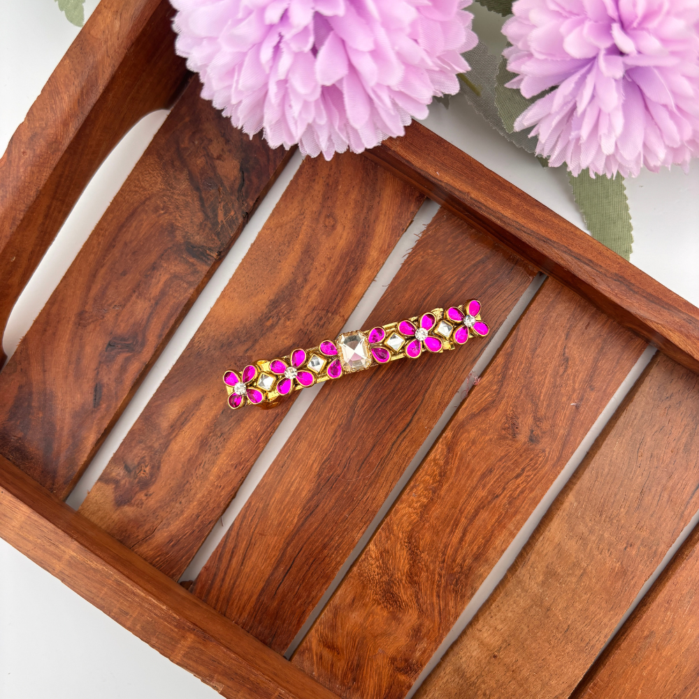 Rosy Radiance Kundan Clip
