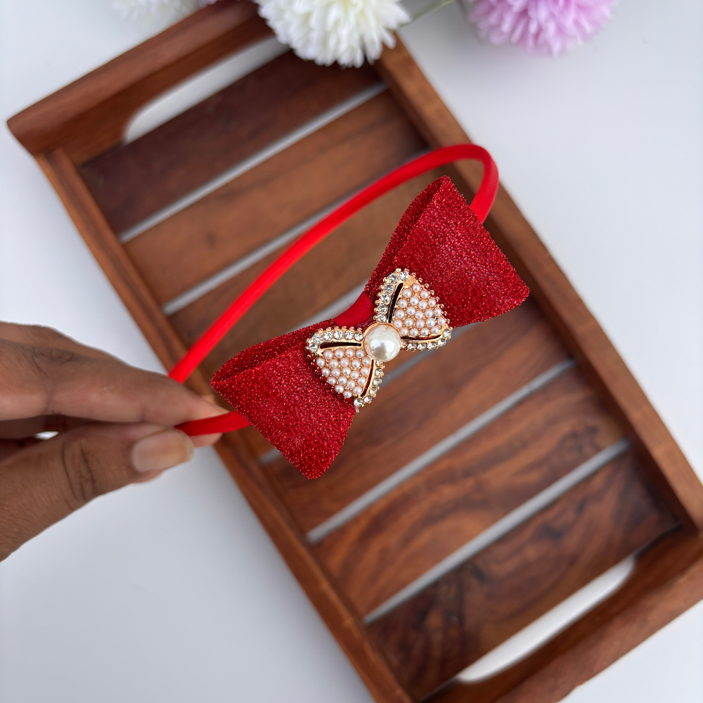 Glitter Bow Pearl Headband