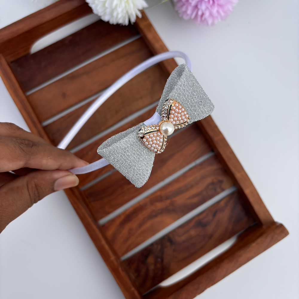 Glitter Bow Pearl Headband