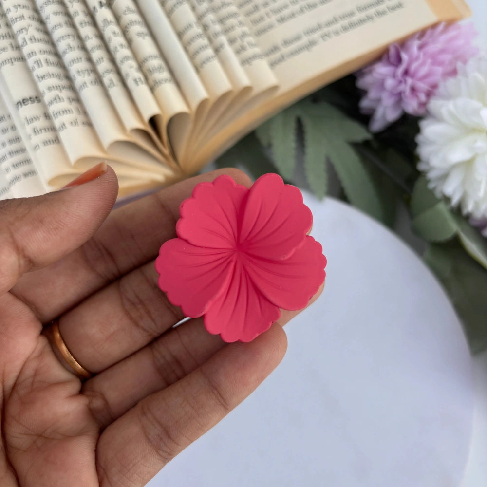 Bright Shades Matte Hibiscus Flower Hair Claw - Small