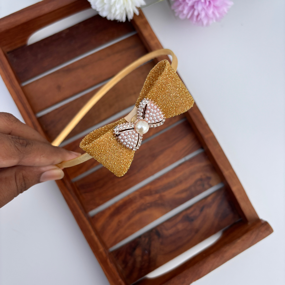 Glitter Bow Pearl Headband