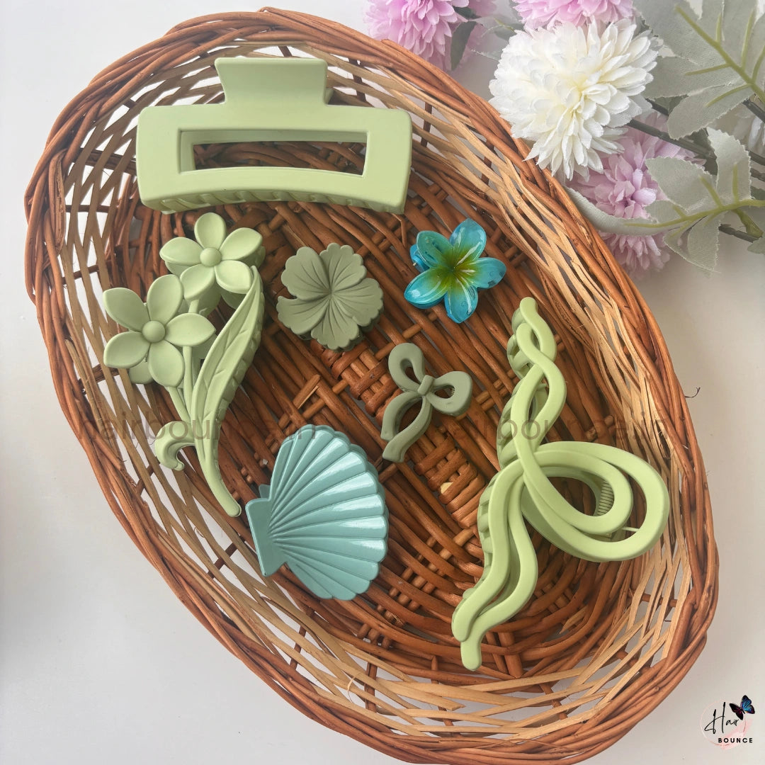 Sage Breeze Hair Claw Hamper – Set of 7