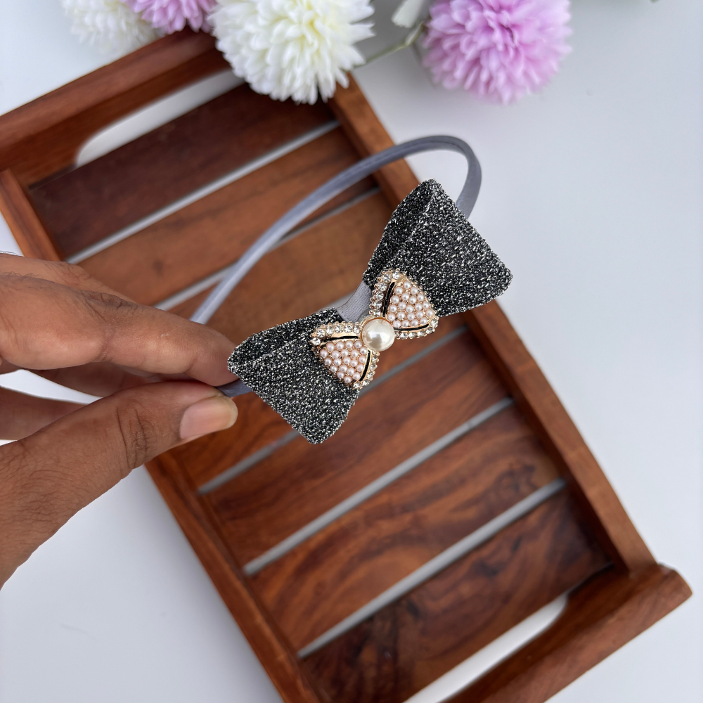 Glitter Bow Pearl Headband