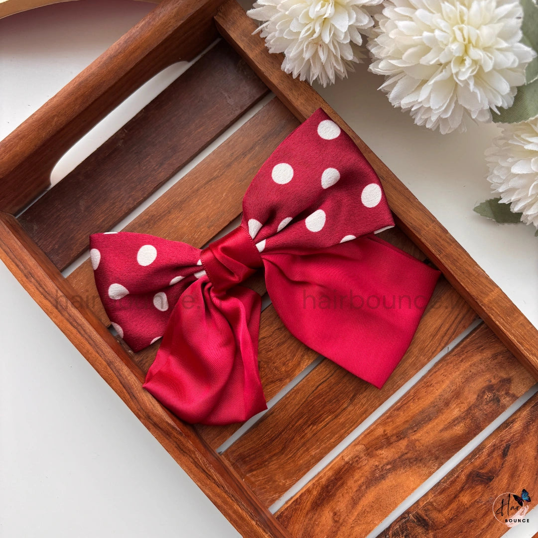 Dual Tone Polka Dot Bow Hair Clip