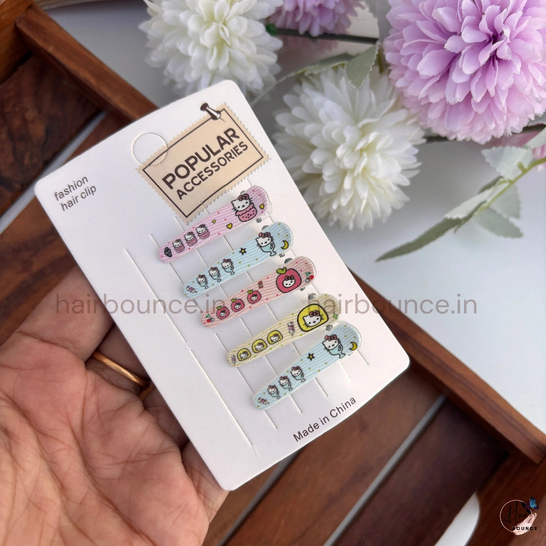 Cute Kitty Kids Tic Tac Hair Clips – Pack of 5 (Assorted Colours)